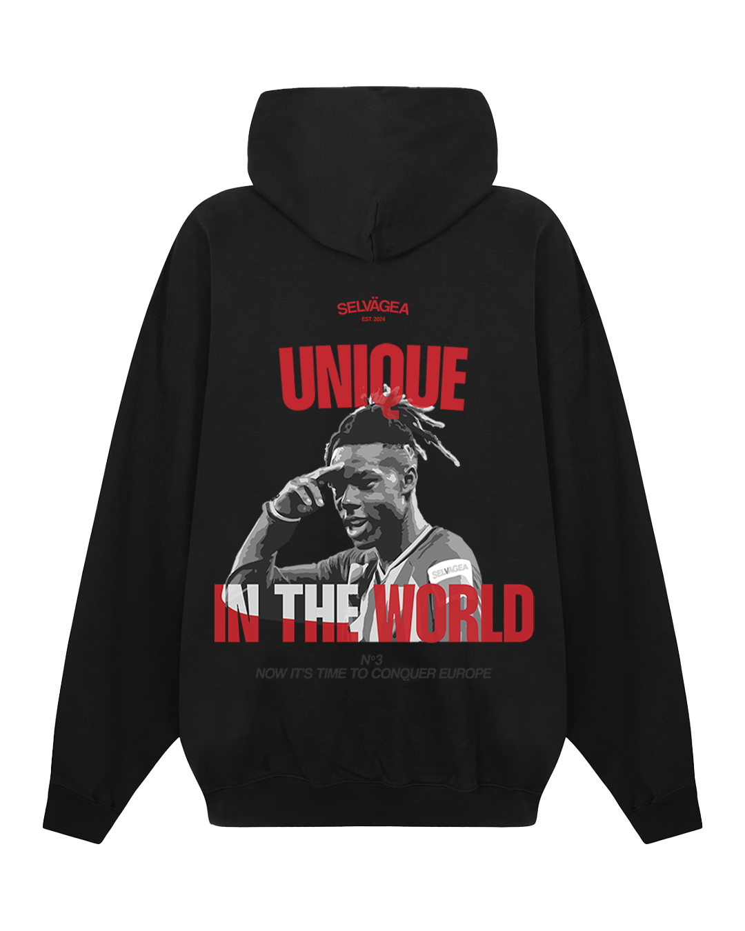 Nº 3 UNIQUE IN THE WORLD CAP HOODIE - BLACK - Selvägea