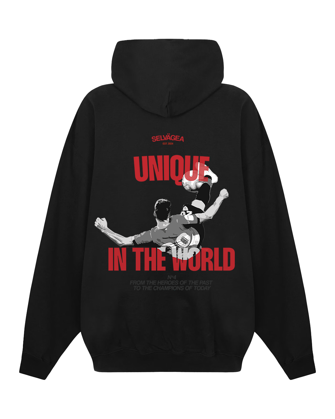 Nº 4 UNIQUE IN THE WORLD CAP HOODIE - BLACK - Selvägea