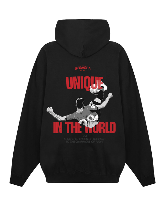 Nº 4 UNIQUE IN THE WORLD CAP HOODIE - BLACK - Selvägea